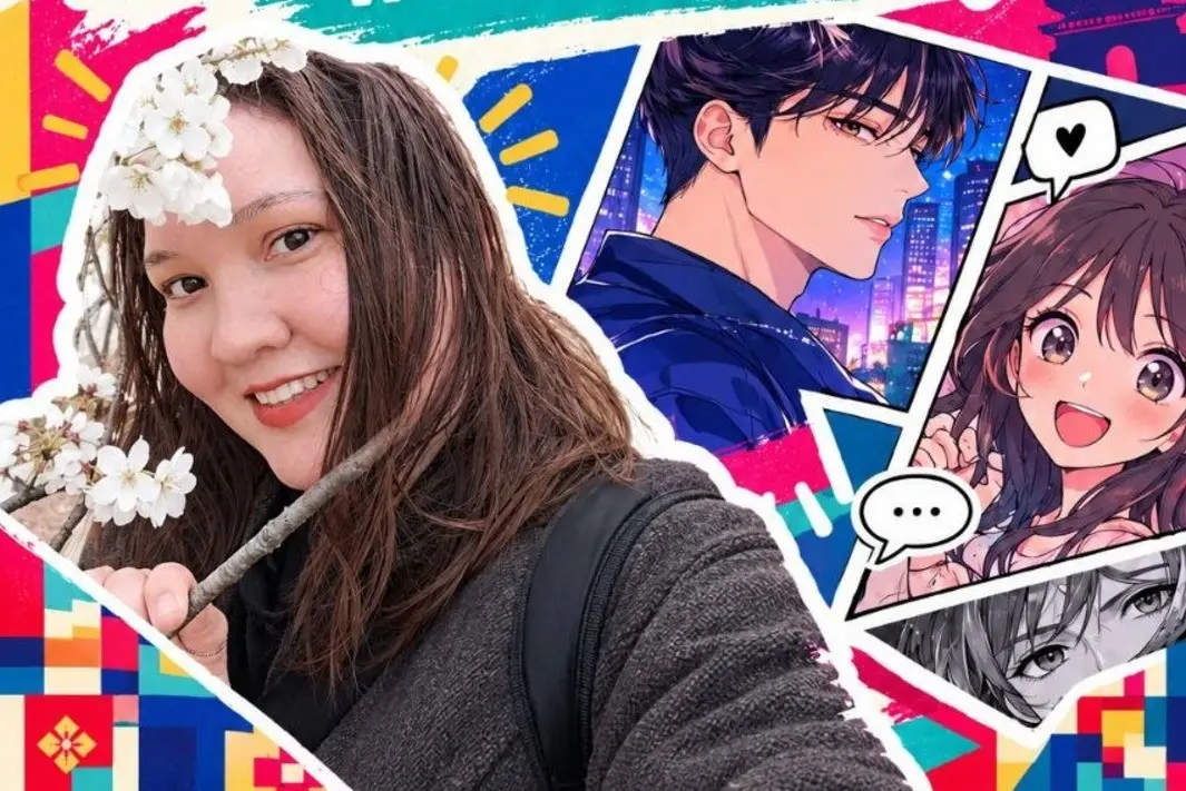 nainen ja manga-kuvat
