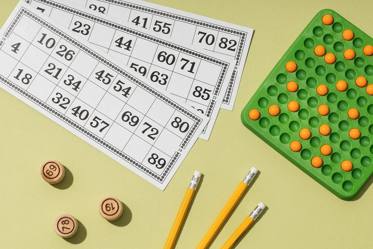 Kyniä ja bingo-pelilauta, missä numeroita