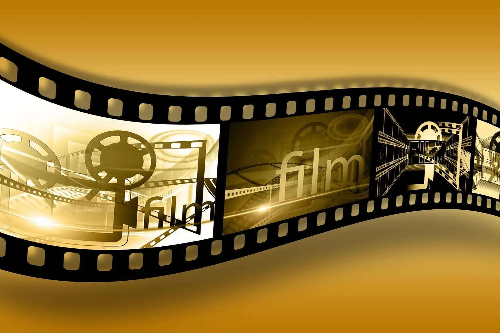 Filminauha keltaisella taustalla