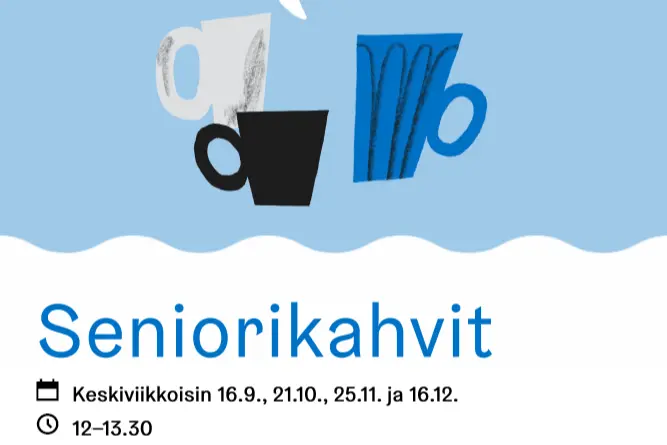 Kuvakaappaus tapahtuman mainoksesta missä kuvitettuja kahvikuppeja