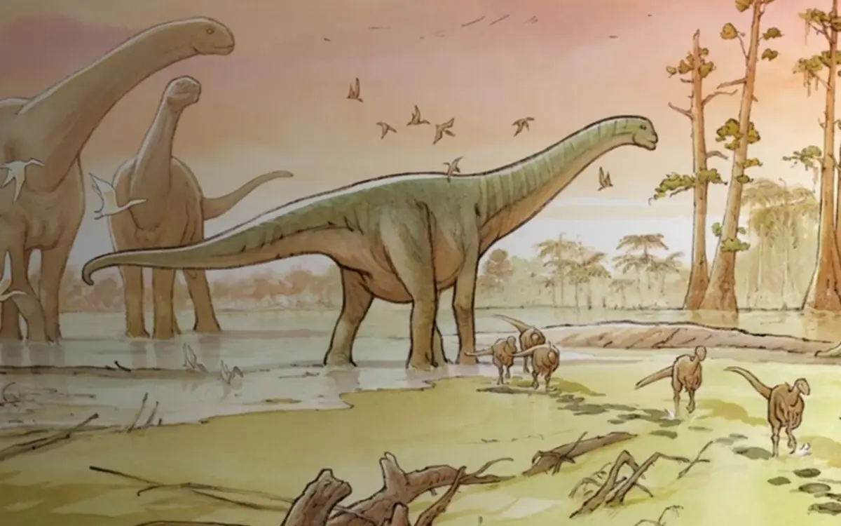 Affiche de l'exposition "Sur les traces des dinosaures" MNHN - 2026
