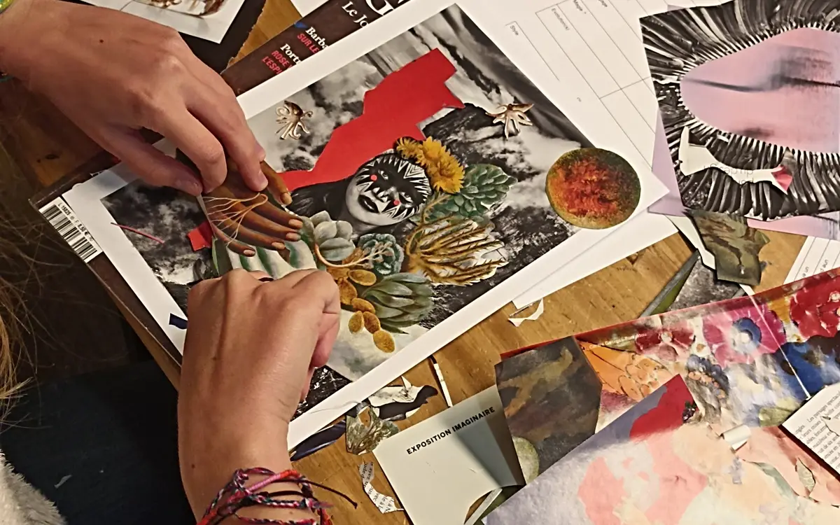 Atelier collage à La Cadette Friperie Atelier de La Petite Rockette Paris 12