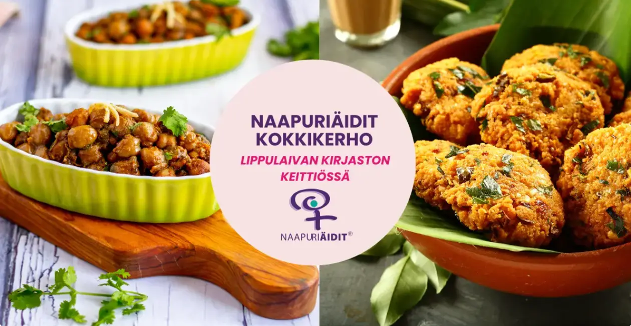 Ruoka-annoksia ja Naapuriäidit kokkikerho -teksti