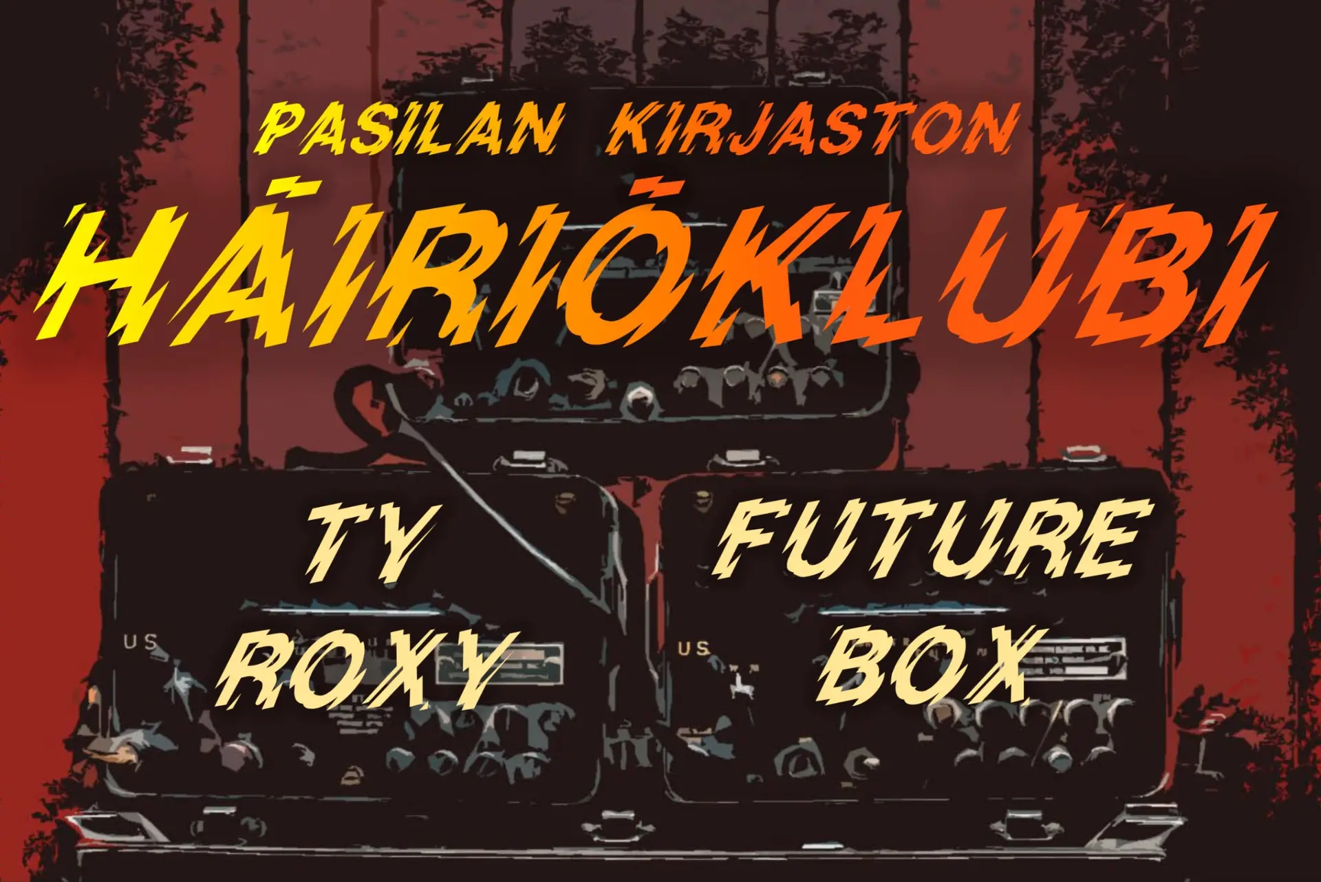vahvasti editoitu kuva vanhoista radioista