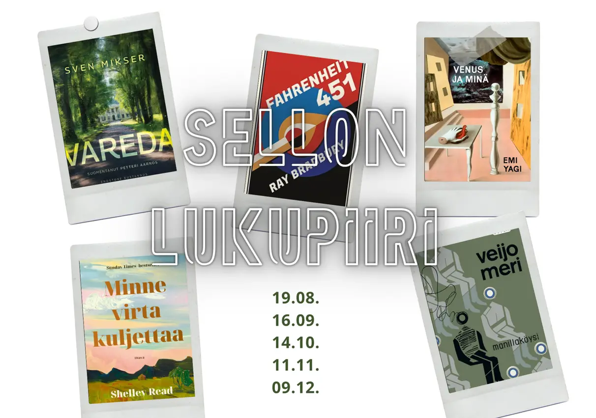 Kuvassa kirjan kansia ja teksti sellon lukupiiri